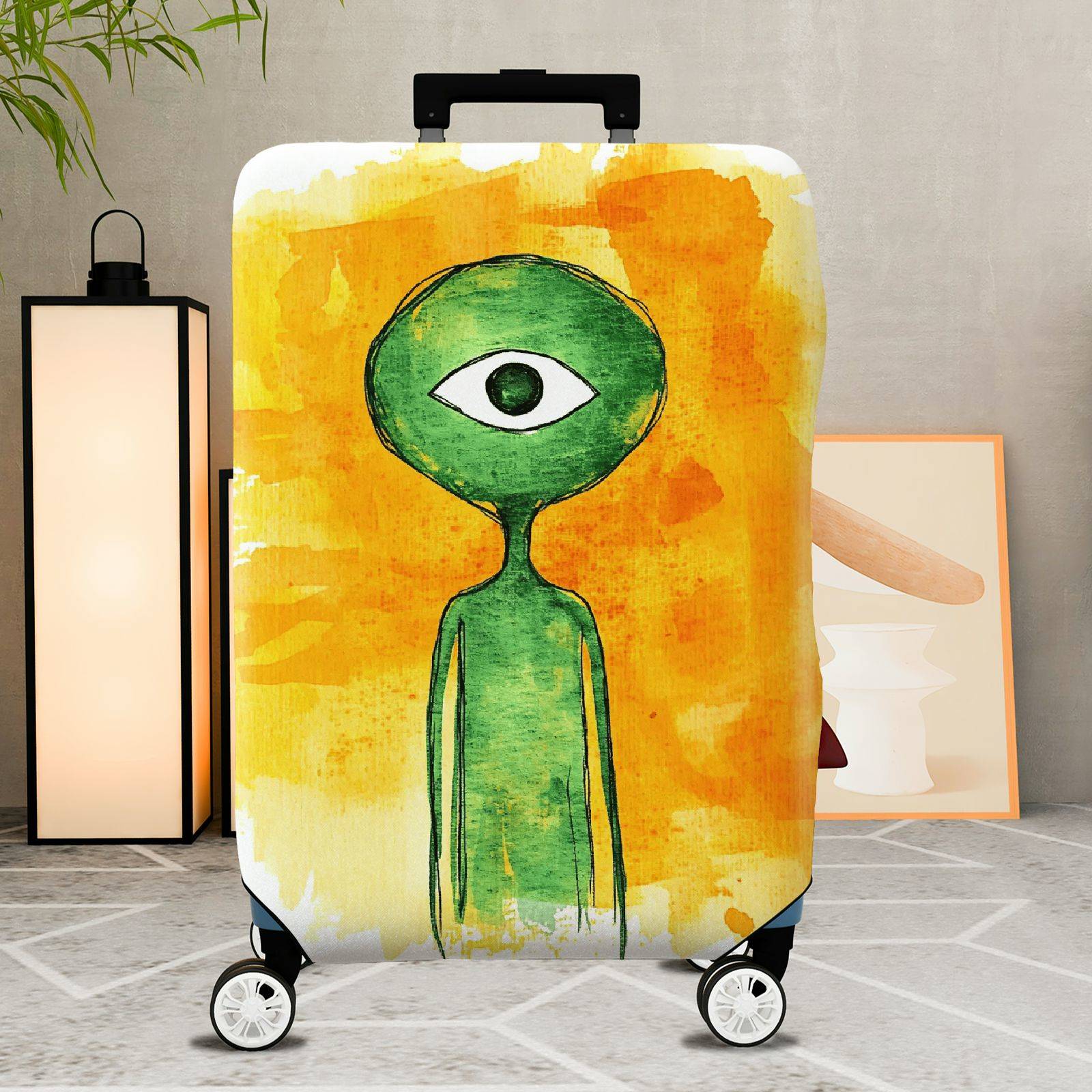 1-Piece Abstract Alien Art Unique Colorful Eye Catching Creative Luggage  Suitcase Luggage Cover, Stretch Protective Sleeve