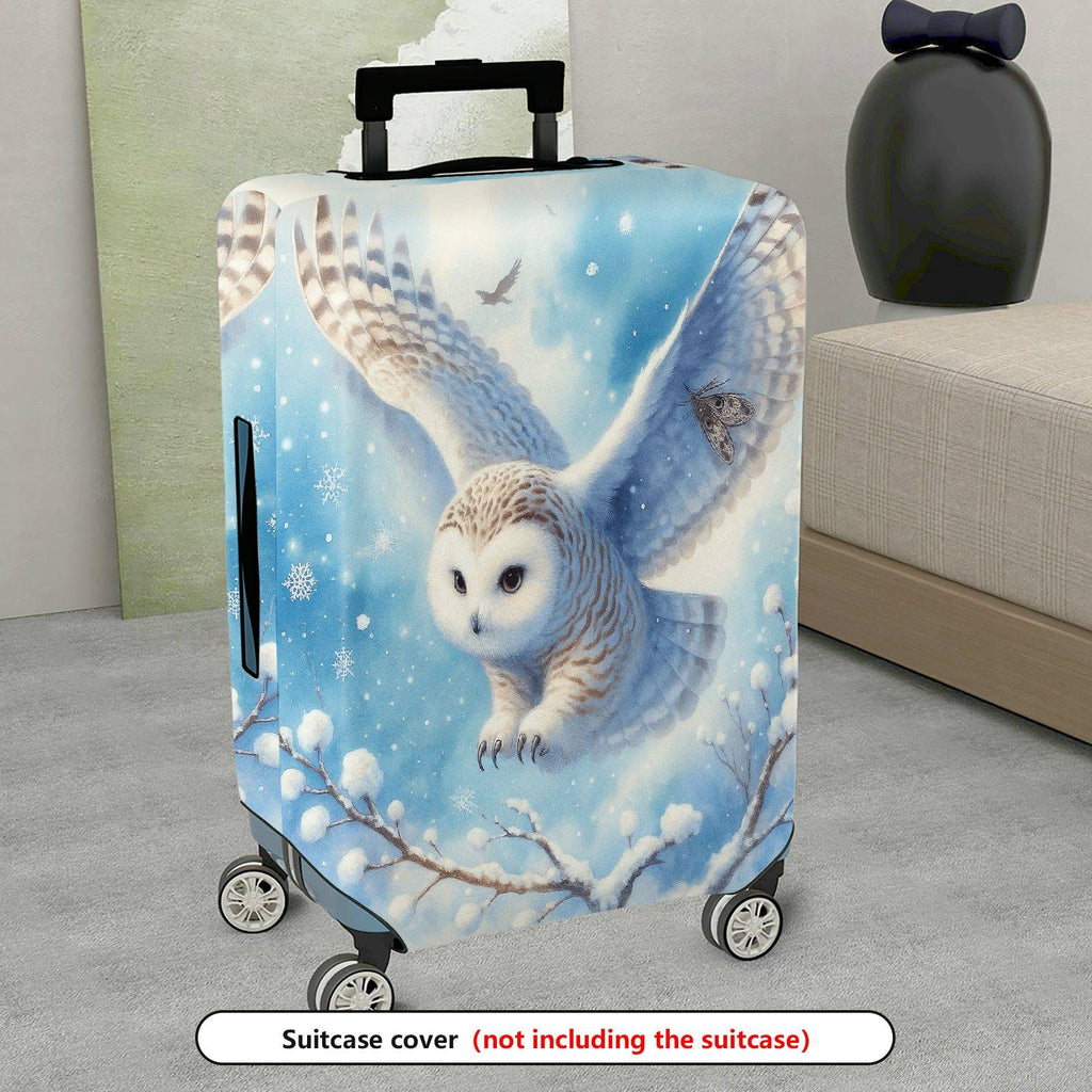 1-Piece Snow Owl Winter Nature Animal Art  Suitcase Luggage Cover, Stretch Protective Sleeve