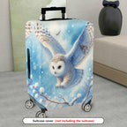 1-Piece Snow Owl Winter Nature Animal Art  Suitcase Luggage Cover, Stretch Protective Sleeve