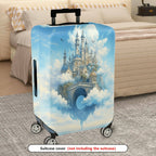 1-Piece Fantasy Castle Cloud Sky Blue Artistic  Suitcase Luggage Cover, Stretch Protective Sleeve