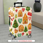 1-Piece Gingerbread House Christmas Tree Heart Ornament Gift  Suitcase Luggage Cover, Stretch Protective Sleeve