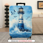 1-Piece Lighthouse Seascape Waves Birds Ocean Nautical  Suitcase Luggage Cover, Stretch Protective Sleeve