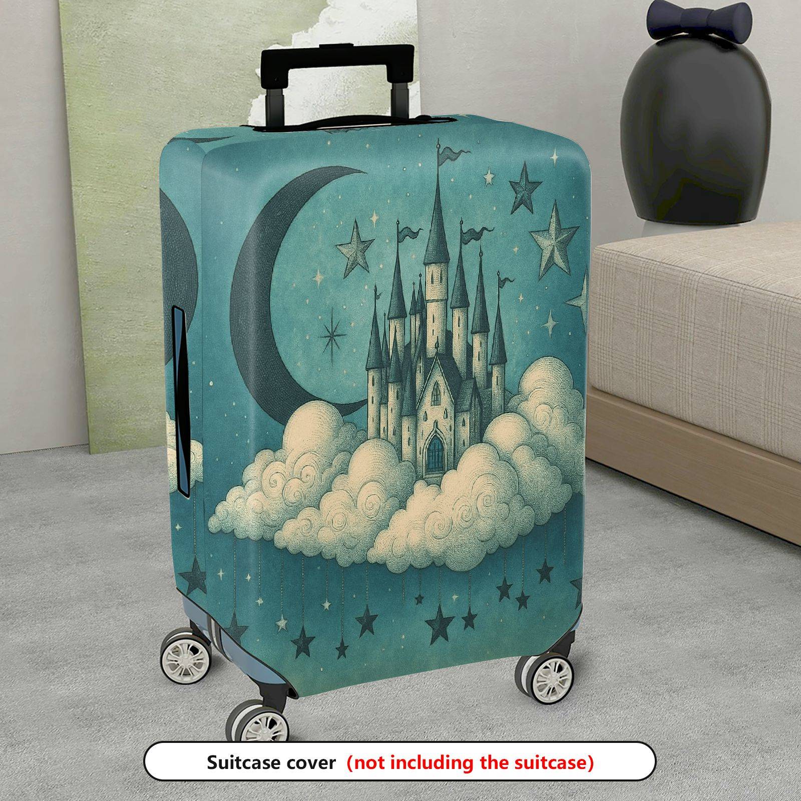 1-Piece Fantasy Castle Moon Star Cloud Fairytale  Suitcase Luggage Cover, Stretch Protective Sleeve