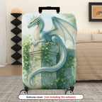 1-Piece Dragon Fantasy Art Mythical Green Nature Ivy  Suitcase Luggage Cover, Stretch Protective Sleeve