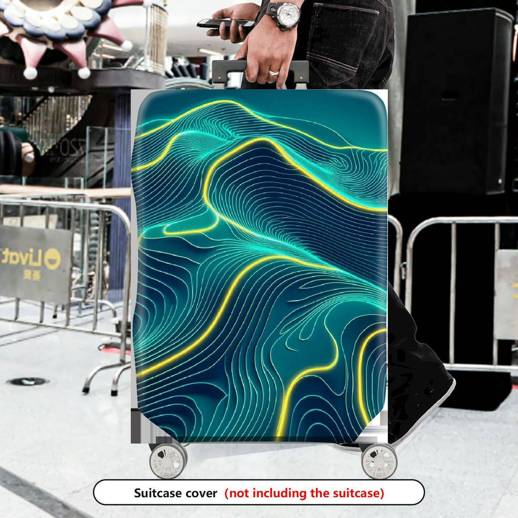 1-Piece Abstract  Line Wave Dynamic Vivid Geometric  Suitcase Luggage Cover, Stretch Protective Sleeve