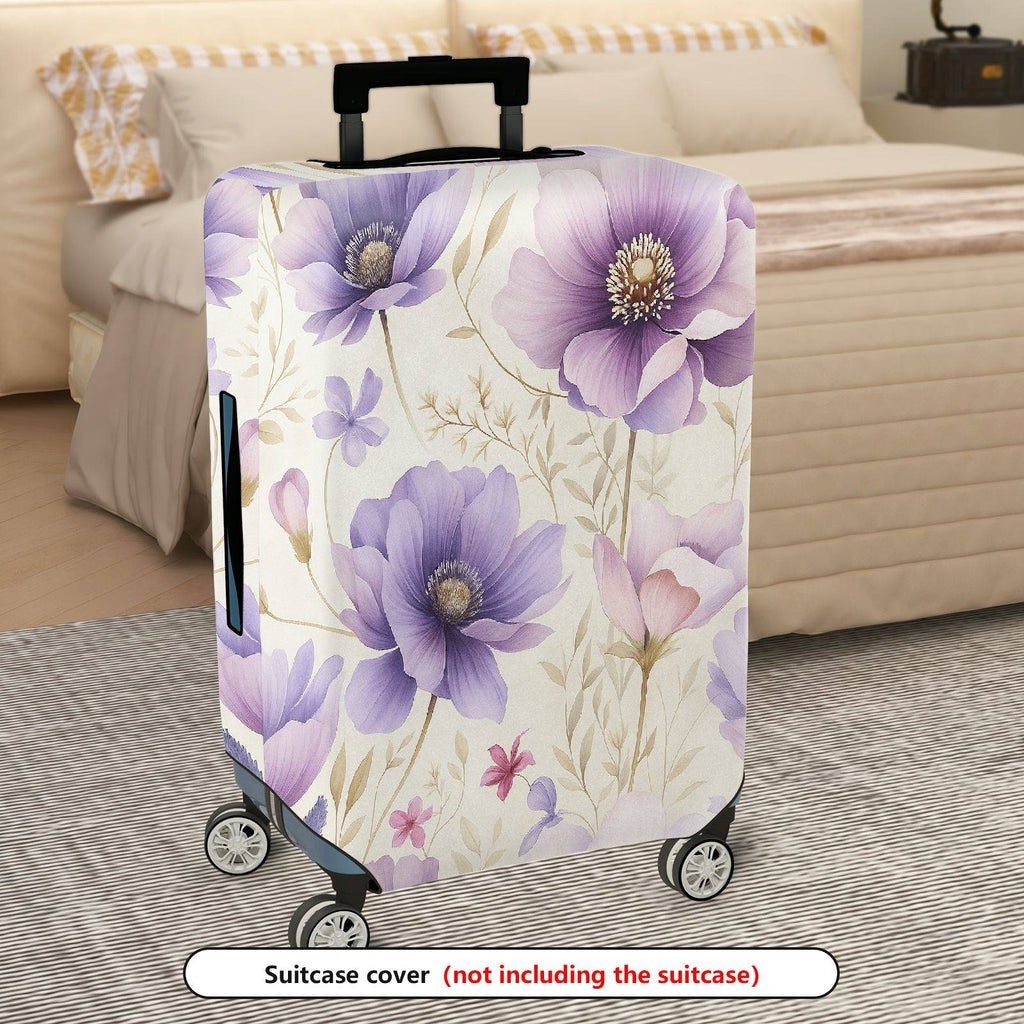 1-Piece Purple Floral Pattern  Stretch Luggage  Suitcase Luggage Cover, Stretch Protective Sleeve
