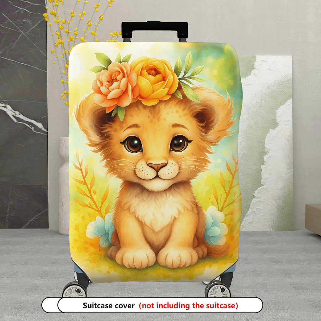 1-Piece Cute Puppy Floral  Colorful Artistic  Suitcase Luggage Cover, Stretch Protective Sleeve