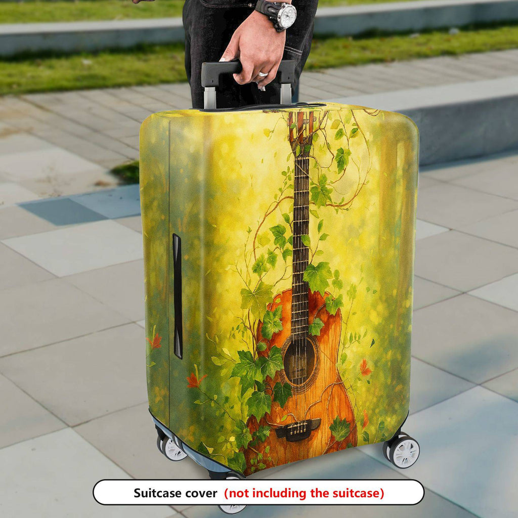 1-Piece Nature Music Guitar Leaf Vine Artistic  Suitcase Luggage Cover, Stretch Protective Sleeve