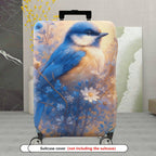 1-Piece Blue Bird Floral Nature Artistic  Suitcase Luggage Cover, Stretch Protective Sleeve