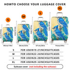 1-Piece Blue Jay Bird Leaf Artistic  Suitcase Luggage Cover, Stretch Protective Sleeve