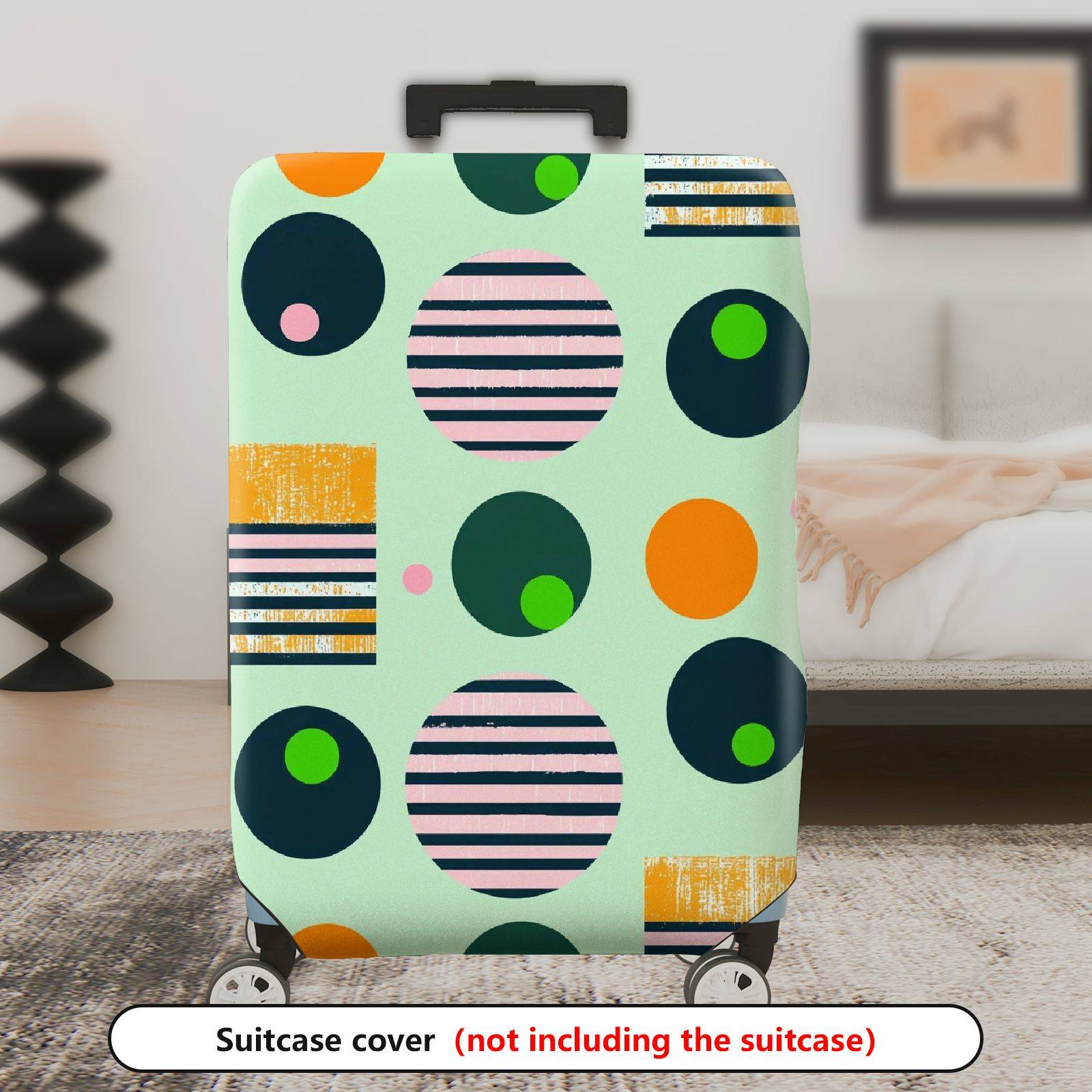 1-Piece Abstract Geometric Colorful Vibrant Playful Pattern  Suitcase Luggage Cover, Stretch Protective Sleeve