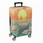 1-Piece Sunset Beach Paper Boat Cherry Blossom Flower  Suitcase Luggage Cover, Stretch Protective Sleeve