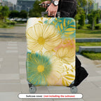 1-Piece Floral Golden Artistic Colorful Abstract Nature  Suitcase Luggage Cover, Stretch Protective Sleeve