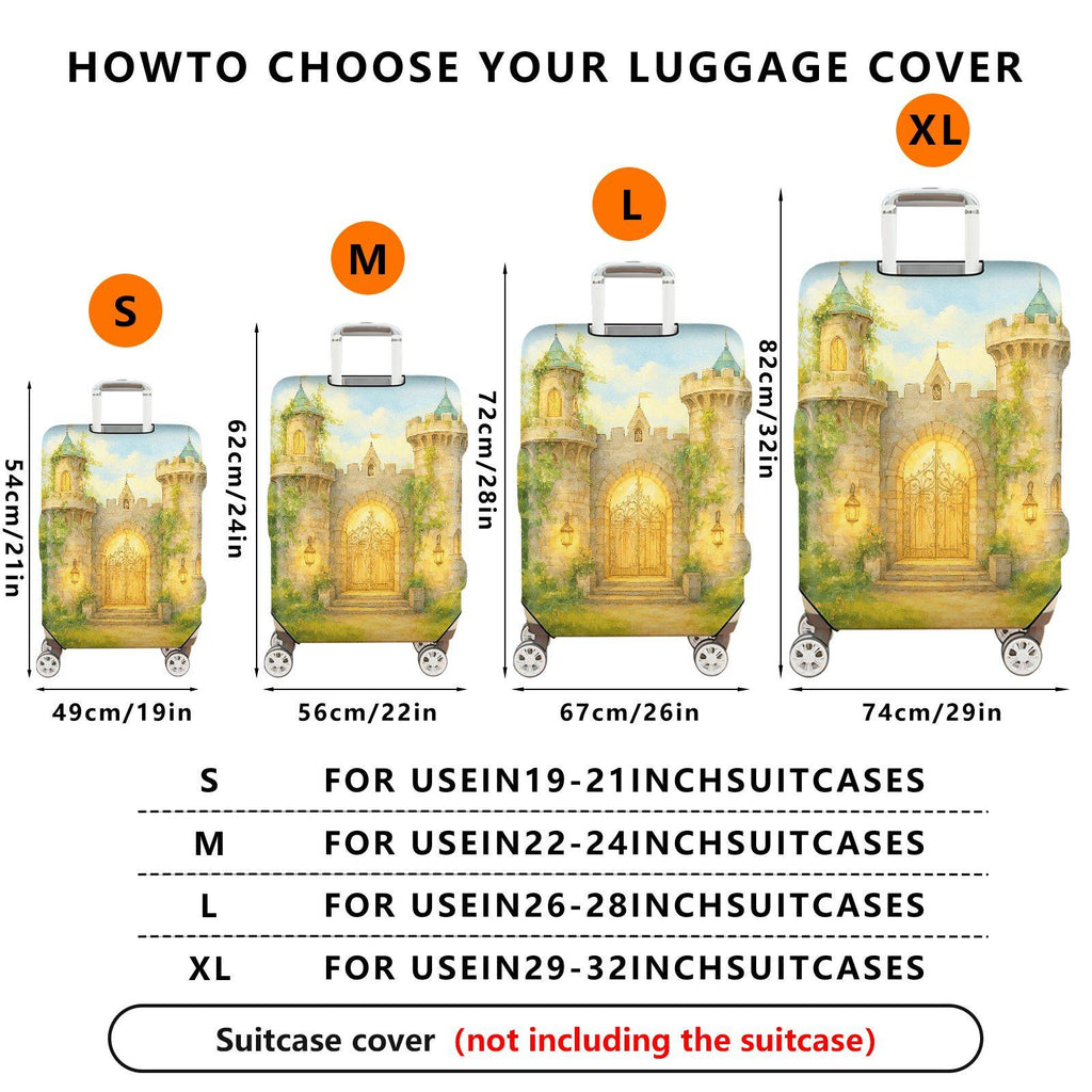 1-Piece Castle Vintage Artistic Fantasy Fairytale Scenic  Suitcase Luggage Cover, Stretch Protective Sleeve