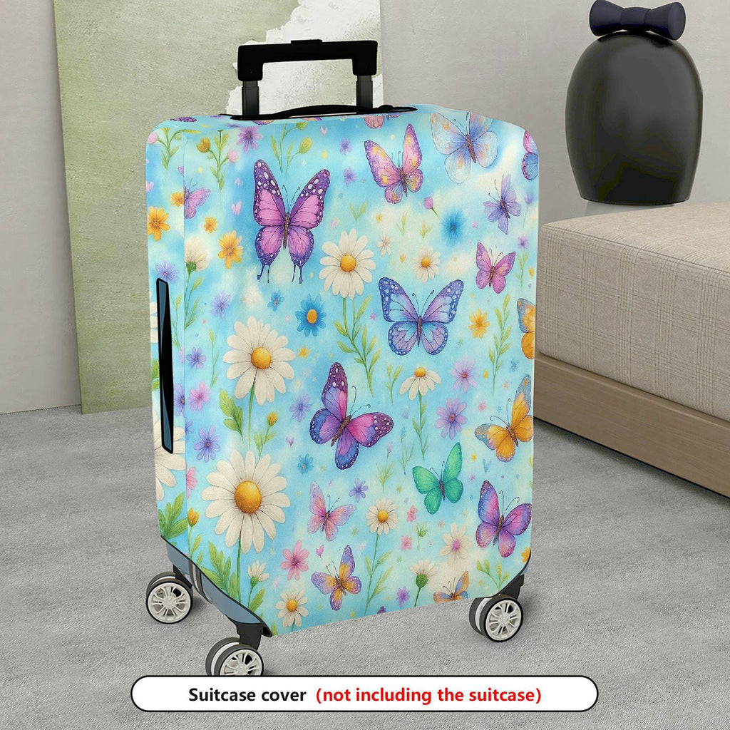 1-Piece Butterfly Flower Nature Dream Pastel  Suitcase Luggage Cover, Stretch Protective Sleeve