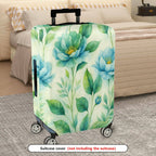 1-Piece Blue Floral Greenery Artistic Pastoral Nature Pattern  Suitcase Luggage Cover, Stretch Protective Sleeve