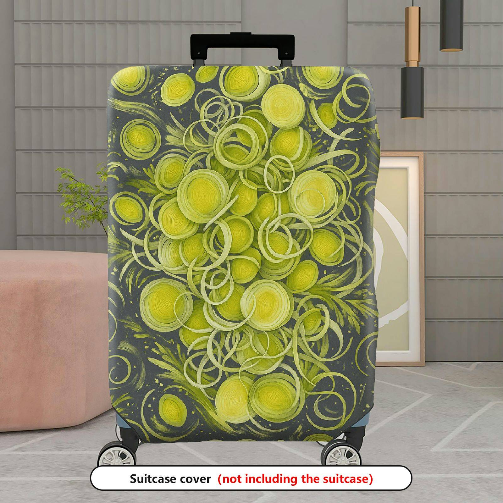 1-Piece Abstract Green Swirl Circle Artistic Unique Eye-catching  Suitcase Luggage Cover, Stretch Protective Sleeve