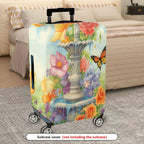 1-Piece Fountain Floral Butterfly Colorful Nature Art  Suitcase Luggage Cover, Stretch Protective Sleeve