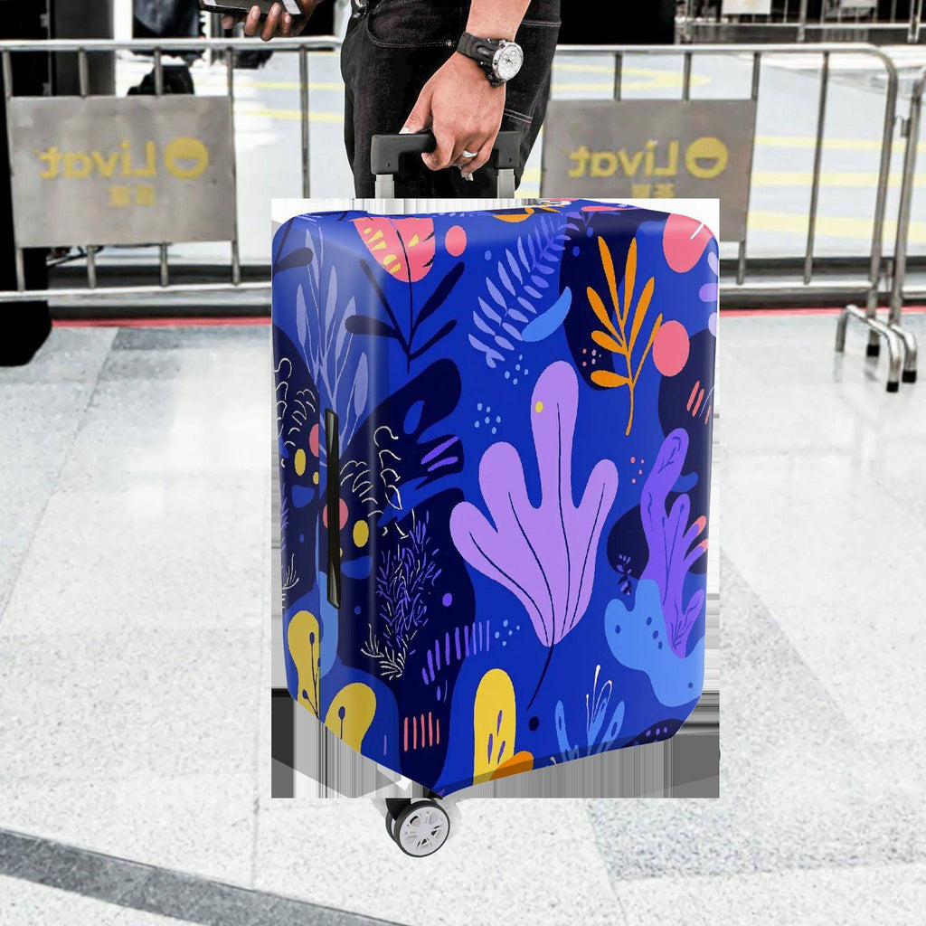 1-Piece Abstract Botanical Colorful Artistic Vibrant Nature  Suitcase Luggage Cover, Stretch Protective Sleeve