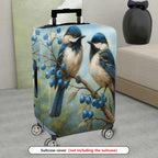 1-Piece Bird Berry Blue Nature Art  Suitcase Luggage Cover, Stretch Protective Sleeve