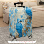 1-Piece Blue Bird Nature Leaves Floral Artistic  Suitcase Luggage Cover, Stretch Protective Sleeve