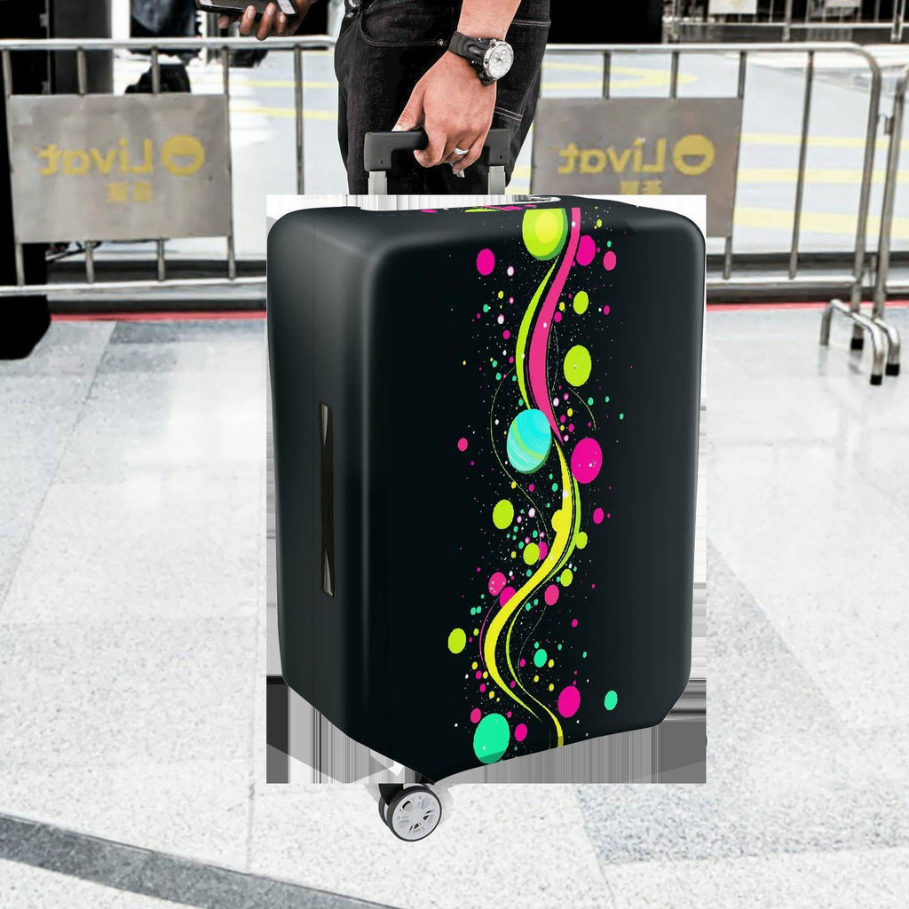 1-Piece Abstract Colorful Dots Circles Line  Suitcase Luggage Cover, Stretch Protective Sleeve
