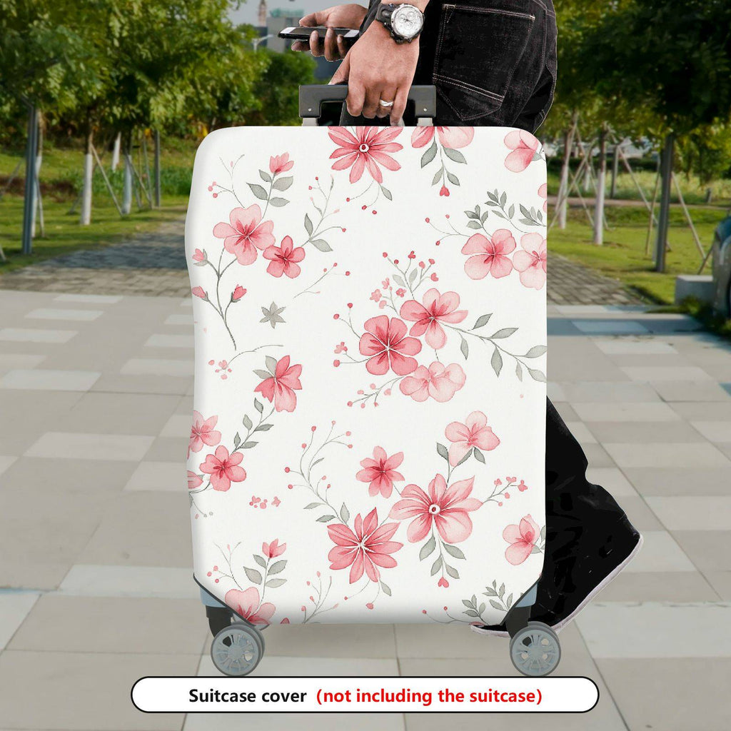 1-Piece Floral Pattern Pink Flower Nature Leaf Botanical Art  Suitcase Luggage Cover, Stretch Protective Sleeve