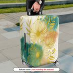 1-Piece Floral Golden Artistic Colorful Abstract Nature  Suitcase Luggage Cover, Stretch Protective Sleeve