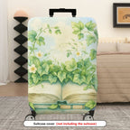 1-Piece Vintage Nature Artistic Book Floral Greenery Leaves  Suitcase Luggage Cover, Stretch Protective Sleeve