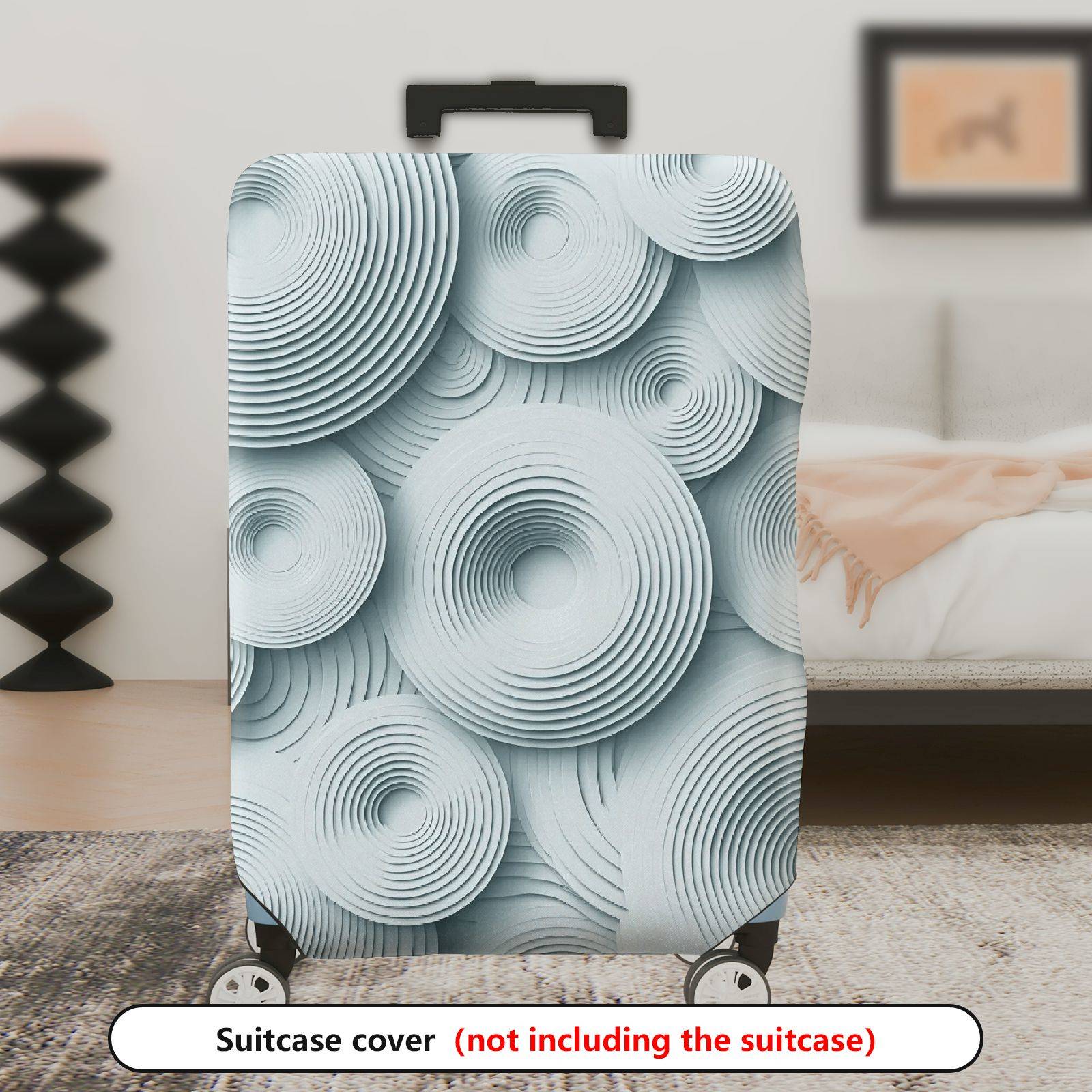 1-Piece Abstract Geometric 3D Pattern Light Grey Circles  Suitcase Luggage Cover, Stretch Protective Sleeve