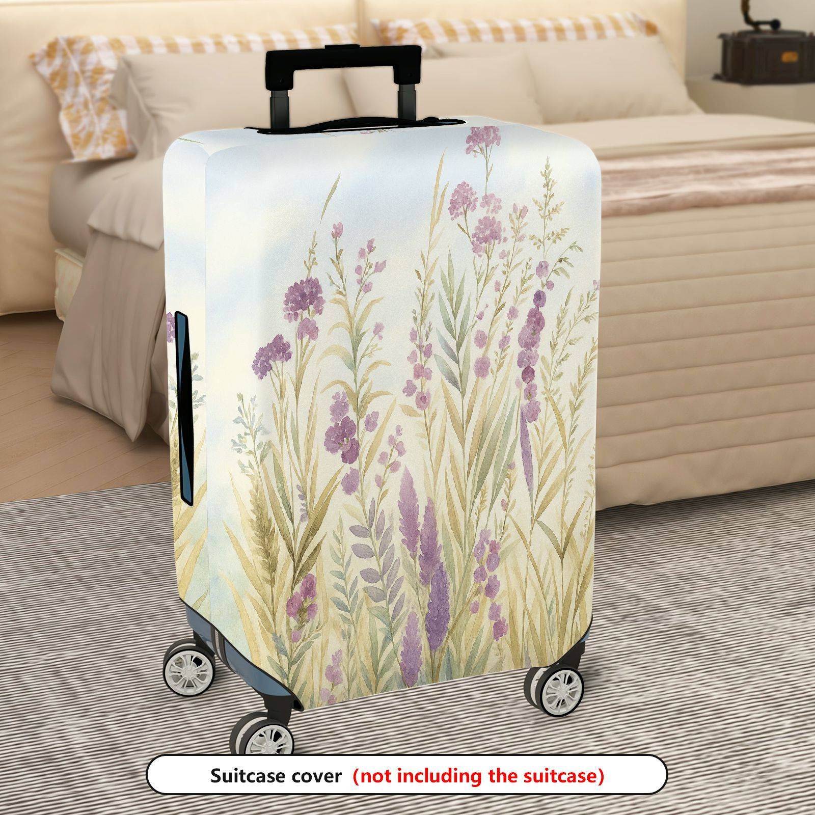 1-Piece Retro Floral Pastoral Wildflower Landscape Nature  Suitcase Luggage Cover, Stretch Protective Sleeve
