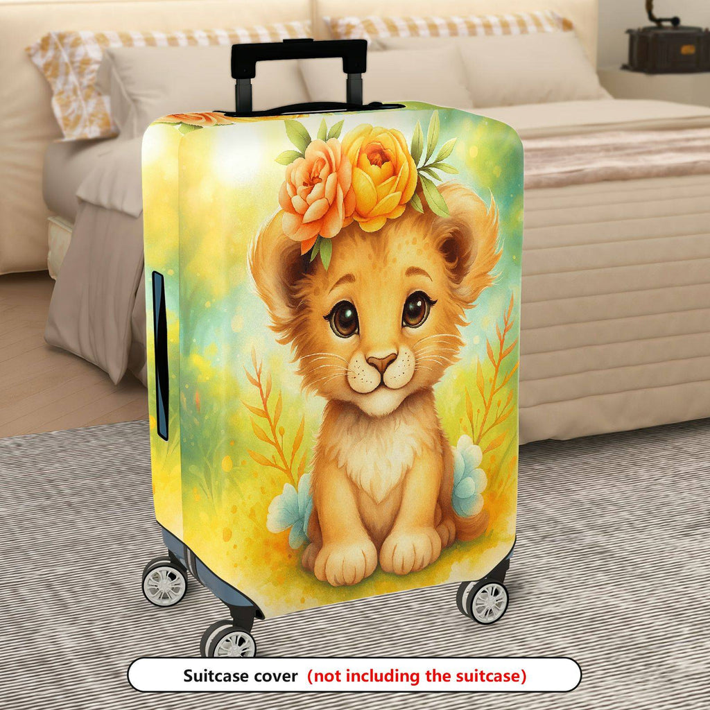 1-Piece Cute Puppy Floral  Colorful Artistic  Suitcase Luggage Cover, Stretch Protective Sleeve