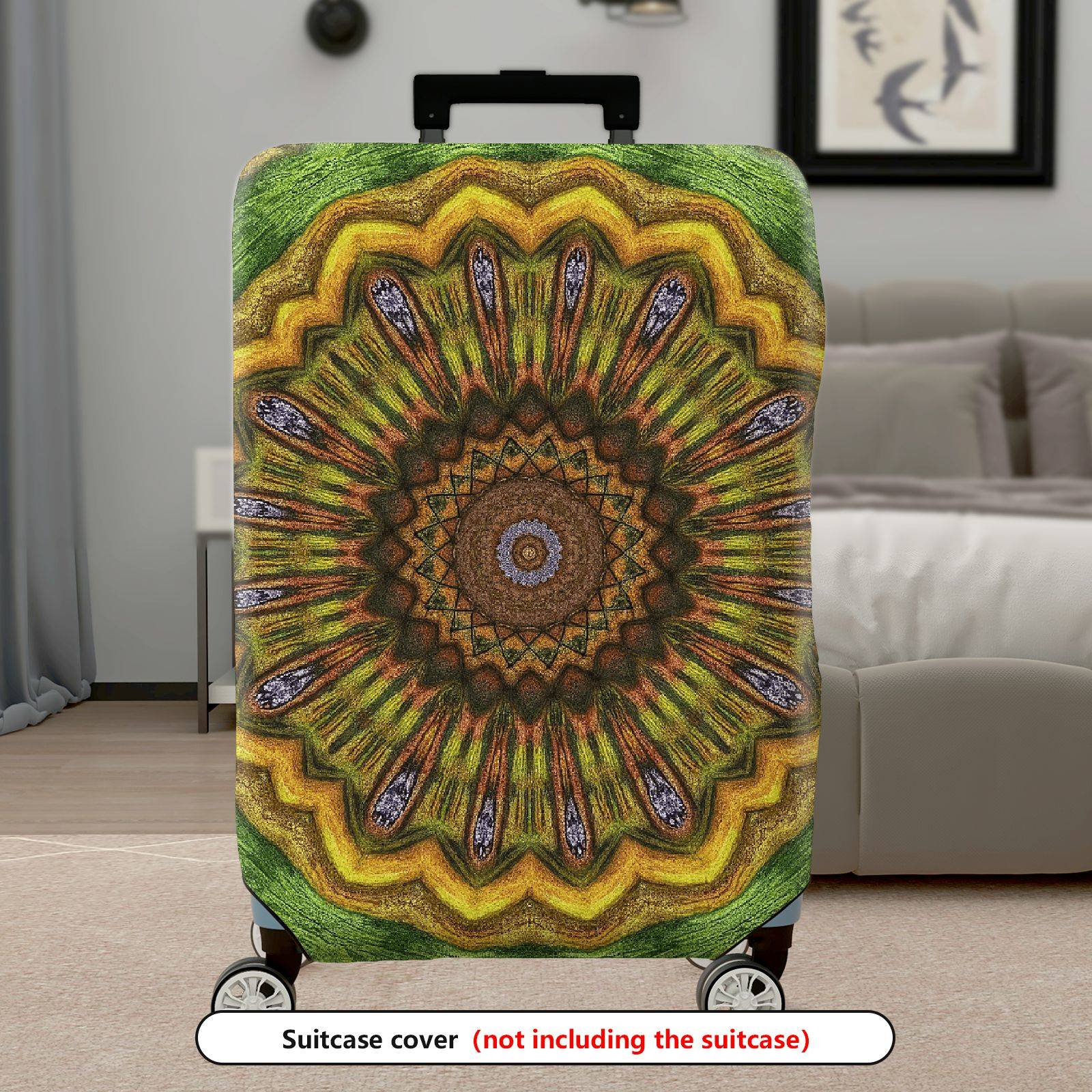 1-Piece Abstract Bohemian Floral Mandala Geometric Vibrant  Suitcase Luggage Cover, Stretch Protective Sleeve