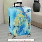 1-Piece Ocean Turtle Coral Reef Abstract Art Sea Life Theme  Suitcase Luggage Cover, Stretch Protective Sleeve