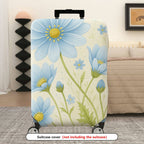 1-Piece Blue Flower Floral Nature Pattern Travel  Suitcase Luggage Cover, Stretch Protective Sleeve