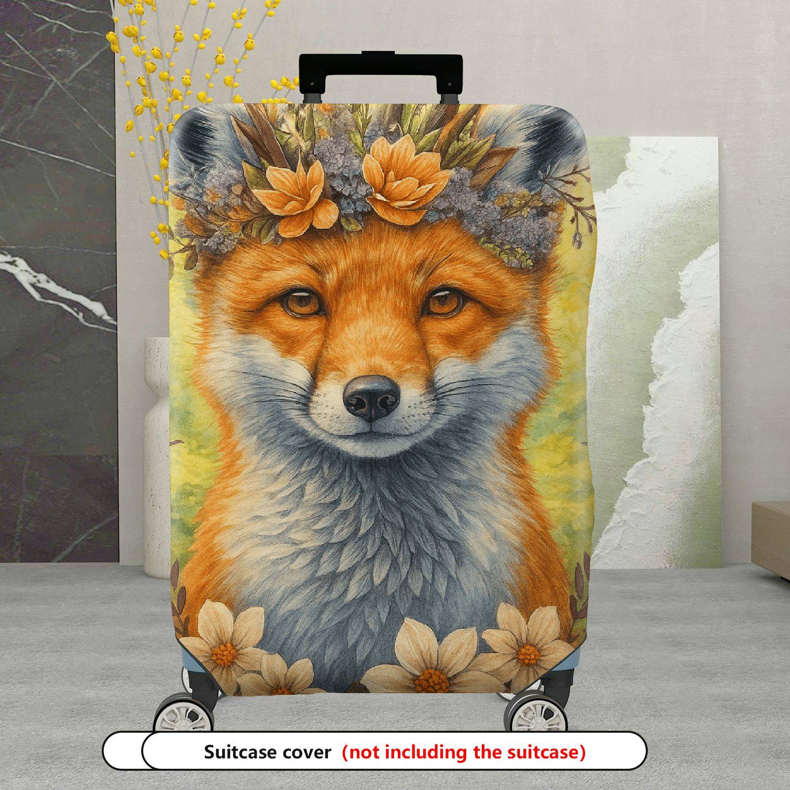 1-Piece Autumn Forest Floral Animal Nature Artistic  Suitcase Luggage Cover, Stretch Protective Sleeve