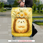 1-Piece Cute Animal Flower Hedgehog Yellow Nature Vintage  Suitcase Luggage Cover, Stretch Protective Sleeve
