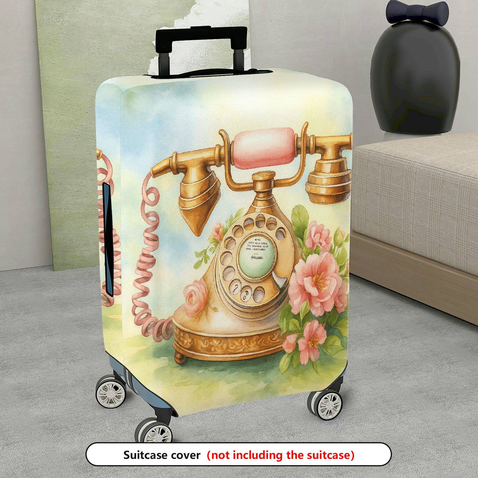 1-Piece Vintage Floral Retro Artistic Decorative  Suitcase Luggage Cover, Stretch Protective Sleeve