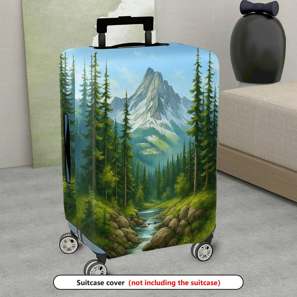 1-Piece Forest Mountain Stream Natural Scenery Landscape Art  Suitcase Luggage Cover, Stretch Protective Sleeve