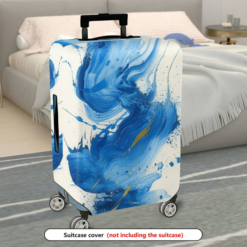 1-Piece Abstract Blue Artistic Swirl Paint Splash Luggage  Suitcase Luggage Cover, Stretch Protective Sleeve