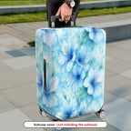 1-Piece Blue Watercolor Tropical Floral Gradient Leaves  Suitcase Luggage Cover, Stretch Protective Sleeve