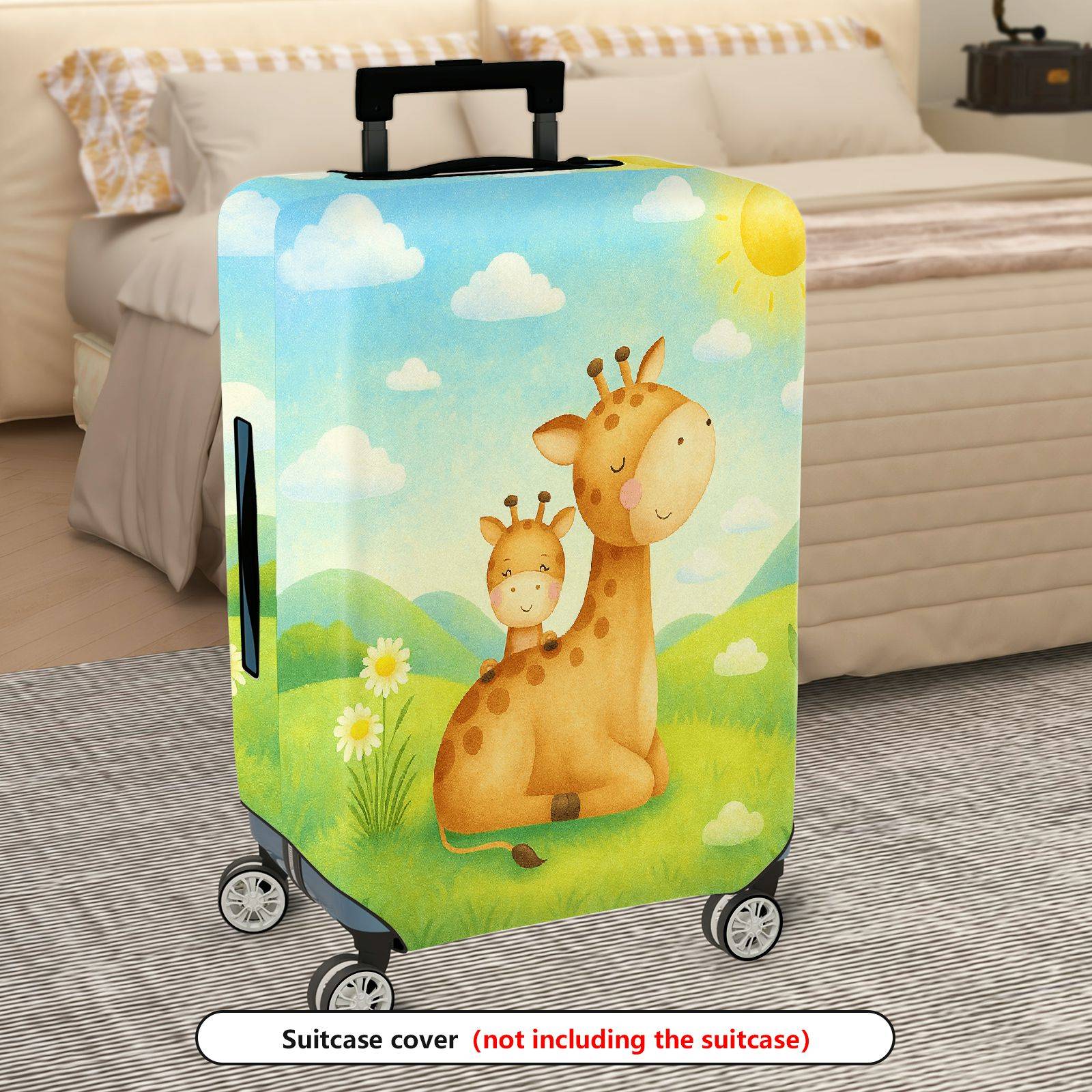1-Piece Giraffe Grassland Sunshine Flower  Suitcase Luggage Cover, Stretch Protective Sleeve