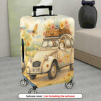 1-Piece Pastoral Flowers Vintage Car Animal  Suitcase Luggage Cover, Stretch Protective Sleeve