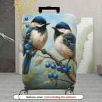 1-Piece Bird Berry Blue Nature Art  Suitcase Luggage Cover, Stretch Protective Sleeve
