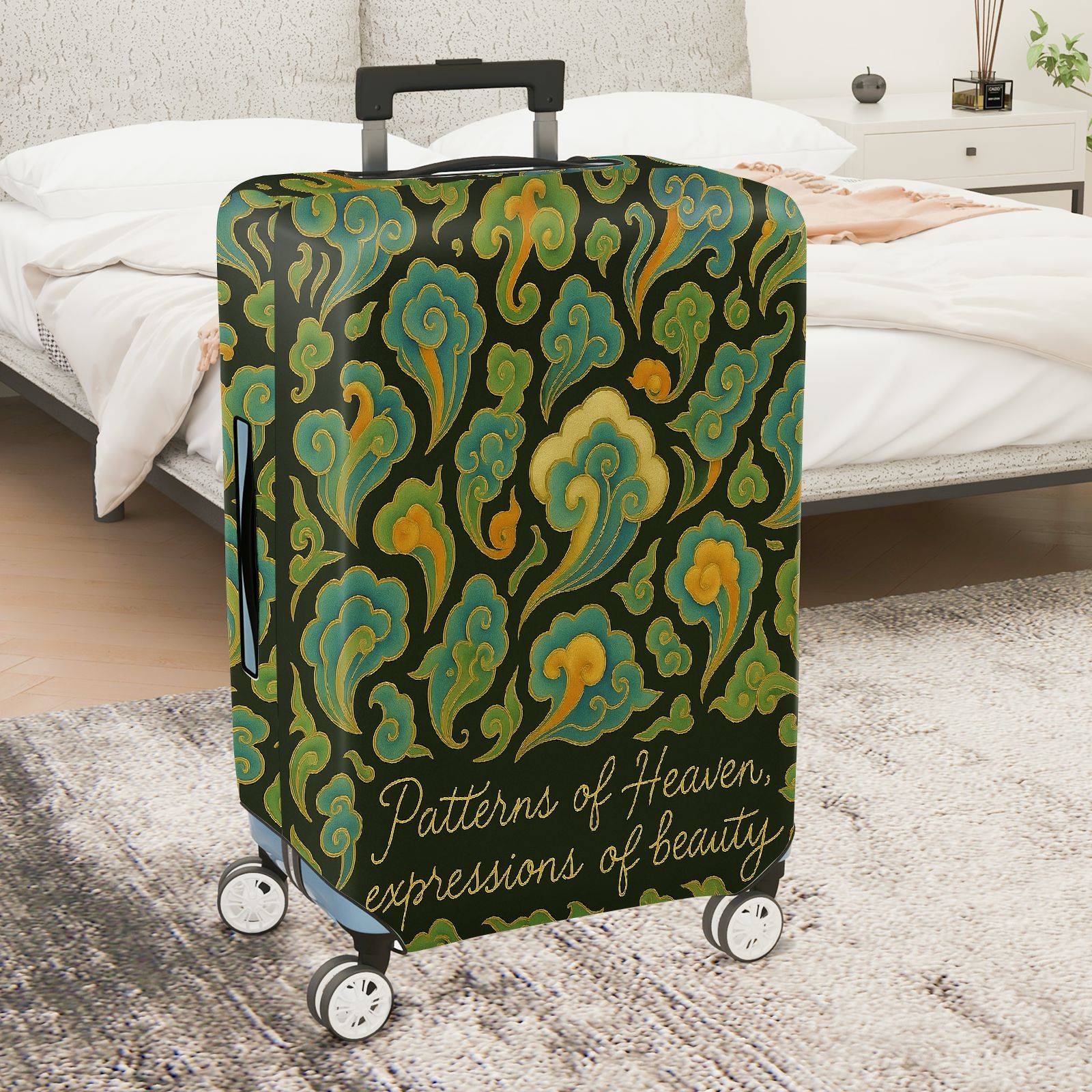 1-Piece Abstract Floral Cloud Retro Ethnic Artistic  Suitcase Luggage Cover, Stretch Protective Sleeve