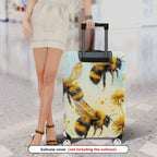 1-Piece Yellow Bee Flower Nature Artistic Travel  Suitcase Luggage Cover, Stretch Protective Sleeve