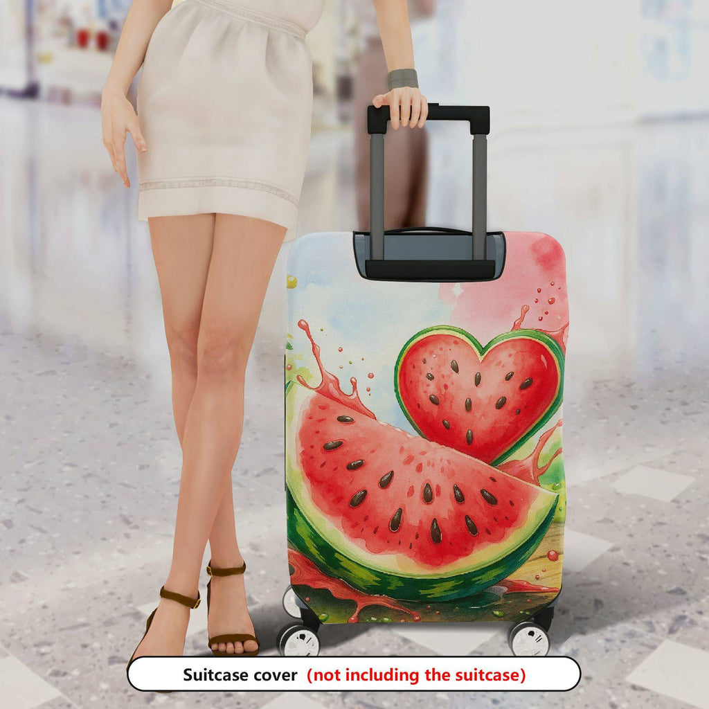 1-Piece Colorful Watermelon Splash Heart Summer Holiday Fruit  Suitcase Luggage Cover, Stretch Protective Sleeve