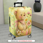 1-Piece Bear Flower Bow Nature Pastoral  Suitcase Luggage Cover, Stretch Protective Sleeve