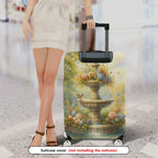 1-Piece Fountain Flower Butterfly Landscape Artistic  Suitcase Luggage Cover, Stretch Protective Sleeve