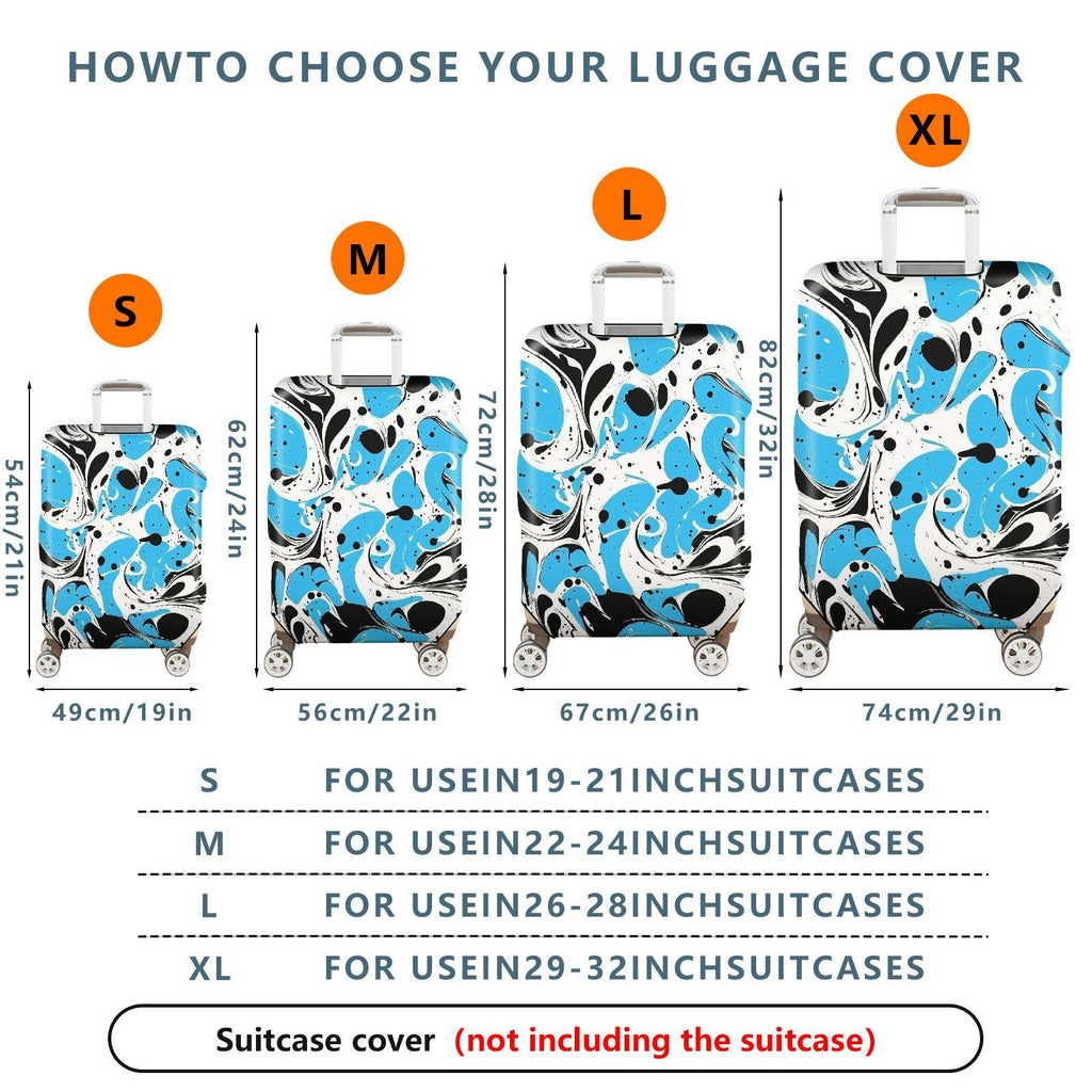 1-Piece Abstract Blue Black White Swirl Artistic Luggage  Suitcase Luggage Cover, Stretch Protective Sleeve